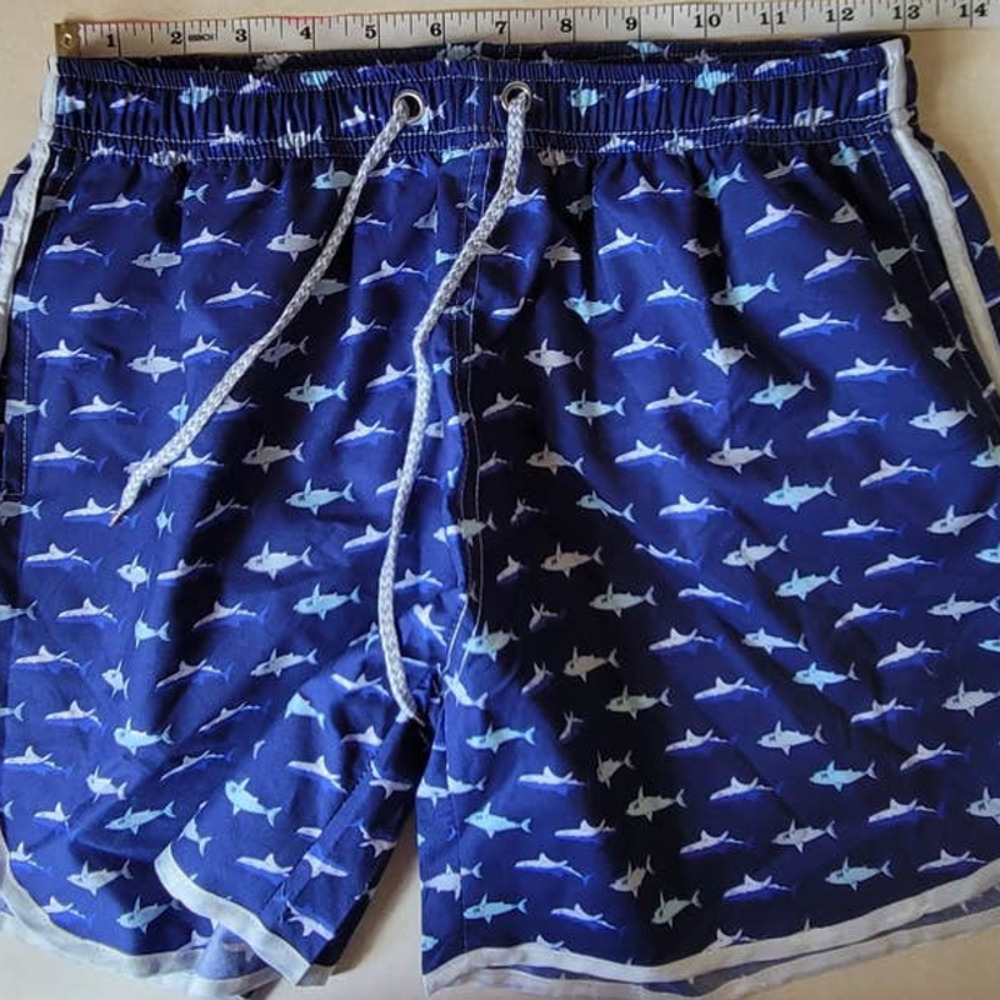 Boys' Nautical Shark Swim Trunks Size Large - Picture 3 of 4